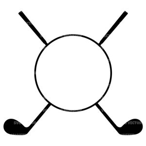 Monogram skrzyżowanych kijów golfowych Svg, Golfista Svg, Ramka nazwy golfa Svg. Plik wektorowy Cricut do cięcia, sylwetka, Pdf Png Eps Dxf, naklejka.