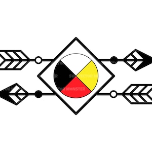 Indigenous Medicine Wheel Svg, Tribal Arrows Svg, Wheel Of Life, Native America. Vector Cut file Cricut, Silhouette, Pdf Png Dxf.