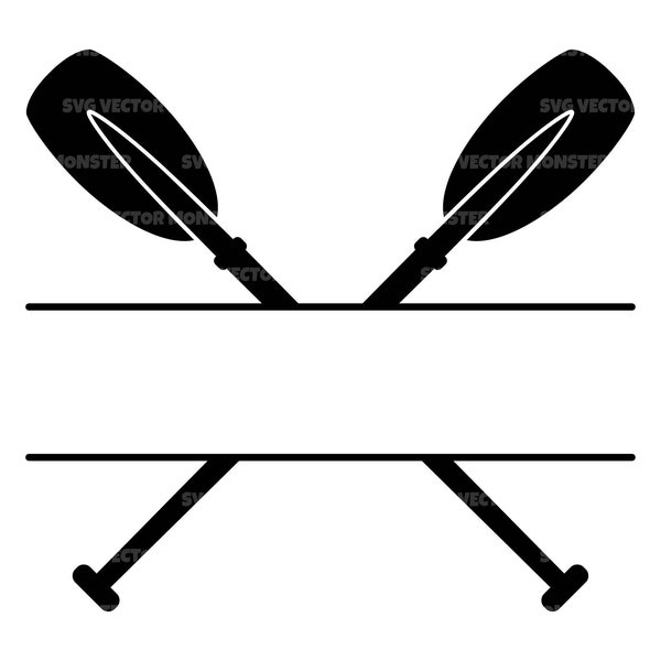 Canoe Paddles SVG, Split Name Frame, Canoeing. Vektor Cut Datei für Cricut, Silhouette, Pdf Png Eps Dxf, Aufkleber, Aufkleber, Vinyl, Schablone.