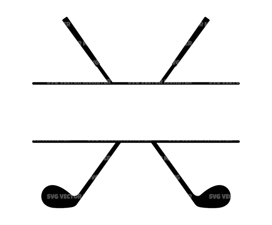 Crossed Golf Clubs Split Name Frame Svg, Golfer Svg, Golf Monogram Svg