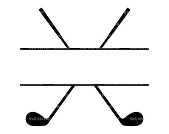 Crossed Golf Clubs Split Name Frame Svg, Golfer Svg, Golf Monogram Svg. Vector Cut file Cricut, Silhouette, Pdf Png Eps Dxf, Decal, Sticker.