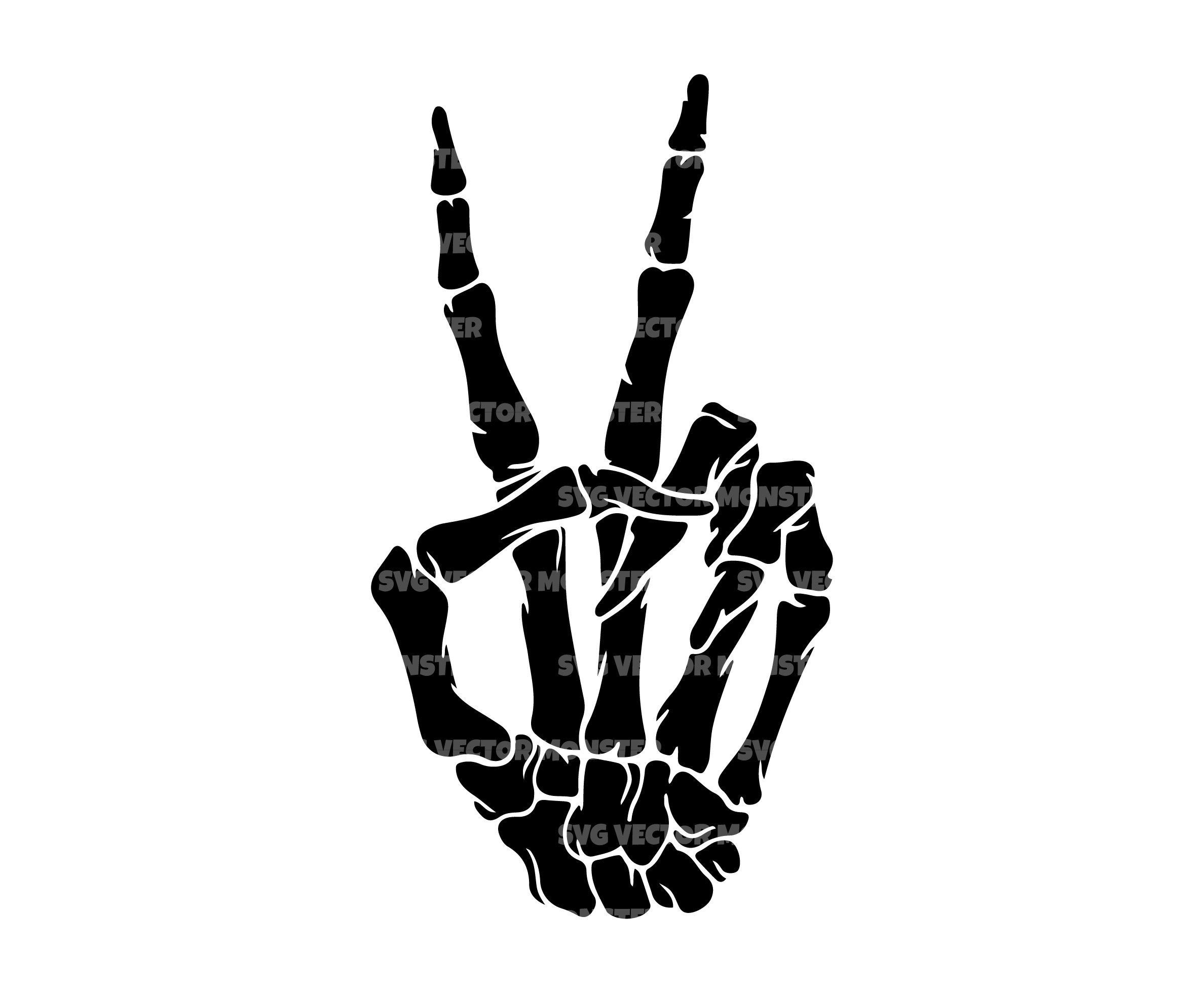 Skeleton Peace Sign Svg, Skeleton Peace Hand, Halloween. Vector