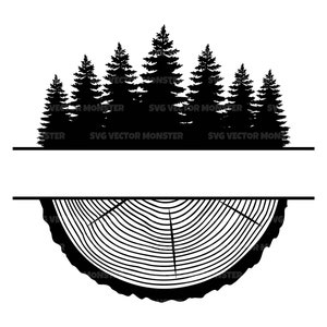 Monogramme de tranche de tronc d’arbre SVG, Forêt SVG, Biscuit d’arbre SVG, Arbre coupé en croix SVG. Fichier de coupe vectorielle Cricut, Silhouette, Pdf Png Eps Dxf.