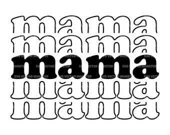 Stacked Mama Svg, Retro Mother T-Shirt, Mom life Svg. Vector Cut file Cricut, Silhouette, Pdf Png Eps Dxf, Decal, Sticker, Vinyl, Stencil.