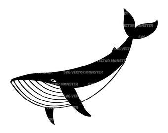 Fin Whale Svg, Whale cut file, Whale Png, Whale Silhouette. Svg Pdf Eps dxf, Cricut, Vector, Decal, Vinyl, Sticker, Stencil, Pin.