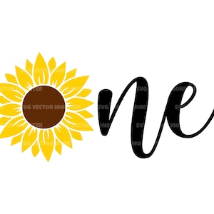 Tournesol One SVG, 1er anniversaire SVG, Premier anniversaire SVG, Autisme SVG. Fichier de coupe vectorielle Cricut, Silhouette, Pdf Png Eps Dxf, Décalcomanie, Autocollant.