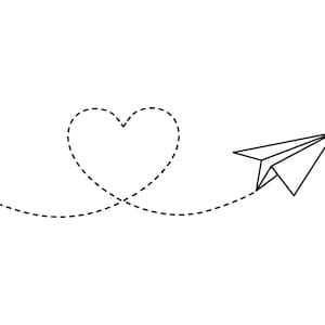 Paper plane Heart Route Svg, Dashed Lines Love Trip, Travel. Vector Cut file for Cricut, Silhouette, Pdf Png Eps Dxf, Decal, Sticker, Vinyl.