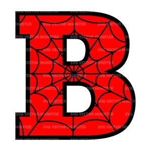 Letra de araña B Svg, Letra del alfabeto de araña Png, Telaraña, Monograma de letra inicial. Archivo de corte vectorial Cricut, Silueta.