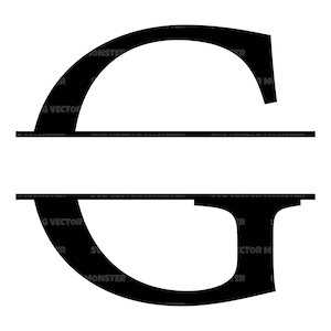 Majuscule G Lettre Split Monogramme Svg, Alphabet Split Name Frame, Split Font Monogram. Fichier de coupe vectorielle Cricut, Silhouette, Pdf Png Eps Dxf.
