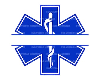 Monograma EMS Svg, Estrela da Vida Svg, Paramédico, EMT, Placa de Serviços Médicos de Emergência. Arquivo de corte vetorial Cricut, Silhueta, PDF, PNG e DXF.