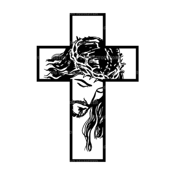 Jesus Christ Svg, Crown of Thorns Svg, Faith over Fear, Believer, Jesus is King. Vector Cut file Silhouette, Cricut, Pdf Png Dxf.