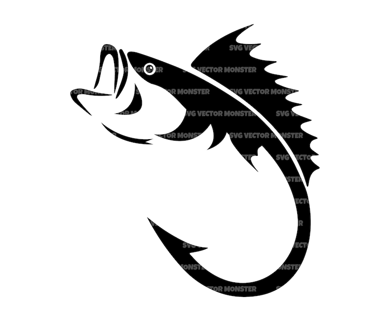 Fishing Hook Svg, Bass Fishing Svg, Fisherman Svg, Fishing Dad. Vector Cut file Cricut, Silhouette, Pdf Png Eps Dxf, Decal, Sticker, Vinyl. image 1