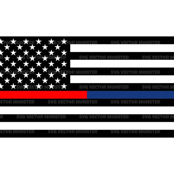 Thin Blue Red Line Flag Svg. Police Svg, Firefighter Svg, Fire Department, Police Law Department. Cut file Cricut, Silhouette, Pdf Png Dxf.