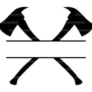 Ascia del pompiere incrociata Svg, Monogramma diviso Svg, Ascia del pompiere Svg. File di taglio vettoriale Cricut, Silhouette, Pdf Png Eps Dxf, Decalcomania, Adesivo, Vinile
