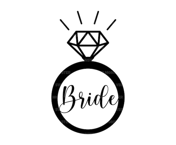 Bride Svg, Wedding Diamond Ring Svg, Engagement Ring Svg. Vector Cut file  for Cricut, Silhouette, Pdf Png Eps Dxf, Decal, Sticker, Stencil.