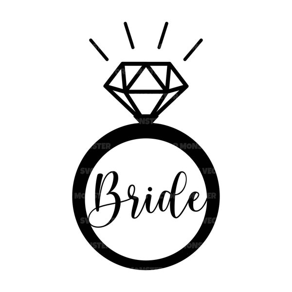 Bride Svg, Wedding Diamond Ring Svg, Engagement Ring Svg. Vector Cut file for Cricut, Silhouette, Pdf Png Eps Dxf, Decal, Sticker, Stencil.