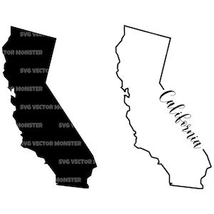 Mappa della California Svg, stato della California Svg. File di taglio vettoriale per Cricut, Silhouette, Pdf Png Eps Dxf, Decalcomania, Adesivo, Vinile, Pin