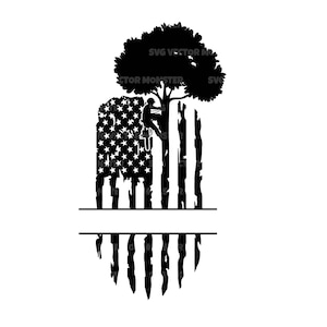 US Baum Baumpfleger SVG, Baum Baumpfleger Monogramm Png, amerikanische Flagge, Baumschneider, Holzfäller, Baumschneider. Vektor-Schnittdatei Cricut, Silhouette.