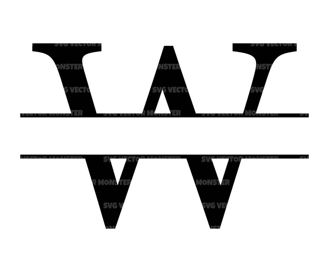 Uppercase W Letter Split Monogram Svg, Alphabet Split Name Frame, Split ...