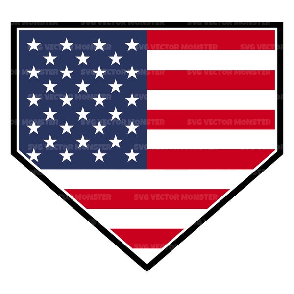 Home Plate Svg, American Flag Svg, Baseball Svg, Home Run, Softball, Diamond Field. Vector Cut file Cricut, Silhouette, Pdf Png Dxf.