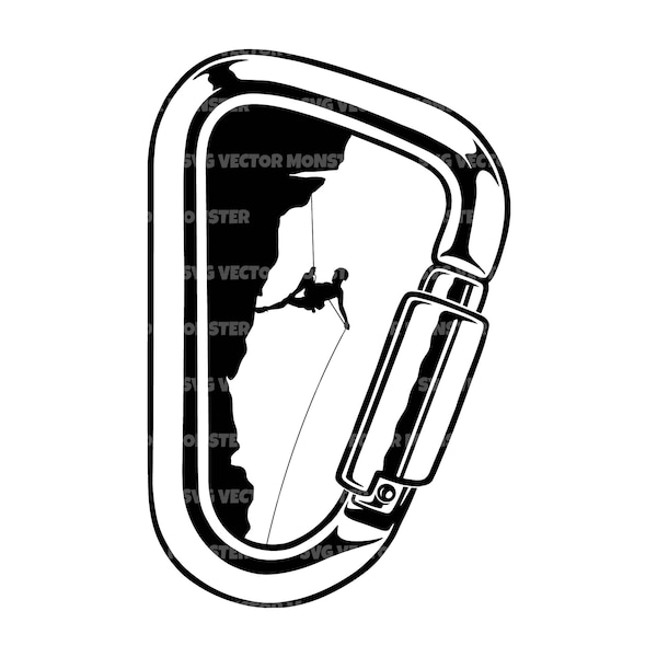 Carabiner Svg, Rock Climbing Svg, Keychain Svg, Climber Svg, Outdoor Adventure Svg. Vector Cut file for Cricut, Silhouette, Pdf Png Eps Dxf.