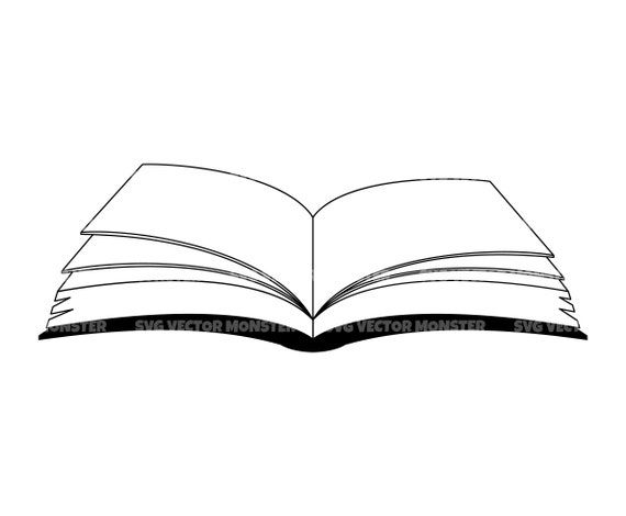 How to draw a book - completed outline of an open book in