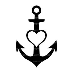 Anker Herz SVG, nautische svg, Schiff svg, Ozean svg, Kreuzfahrt svg, Sommer. Vektor Cut Datei für Silhouette, Cricut, Pdf Eps Png Dxf, Schablone.