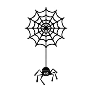 Cute Spider Svg, Spider Web Svg, Halloween Decor Svg. Vector Cut file Cricut, Silhouette, Pdf Png Eps Dxf, Decal, Sticker, Vinyl, Pin.