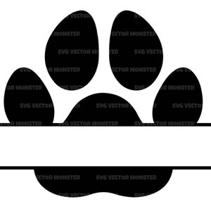 Hund Pfotenabdruck Monogramm SVG, Pfotenabdruck Split Name Monogramm SVG. Vektordatei für Cricut, Silhouette, Png Dxf Png Pdf, Schablone, Aufkleber.