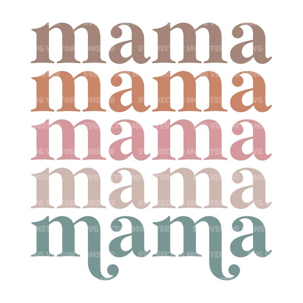 Boho Mama Stacked Svg, Retro Vintage Mother T-Shirt, Mommy Svg, Mom life Svg. Vector Cut file Cricut, Silhouette, Pdf Png Eps Dxf, Stencil.