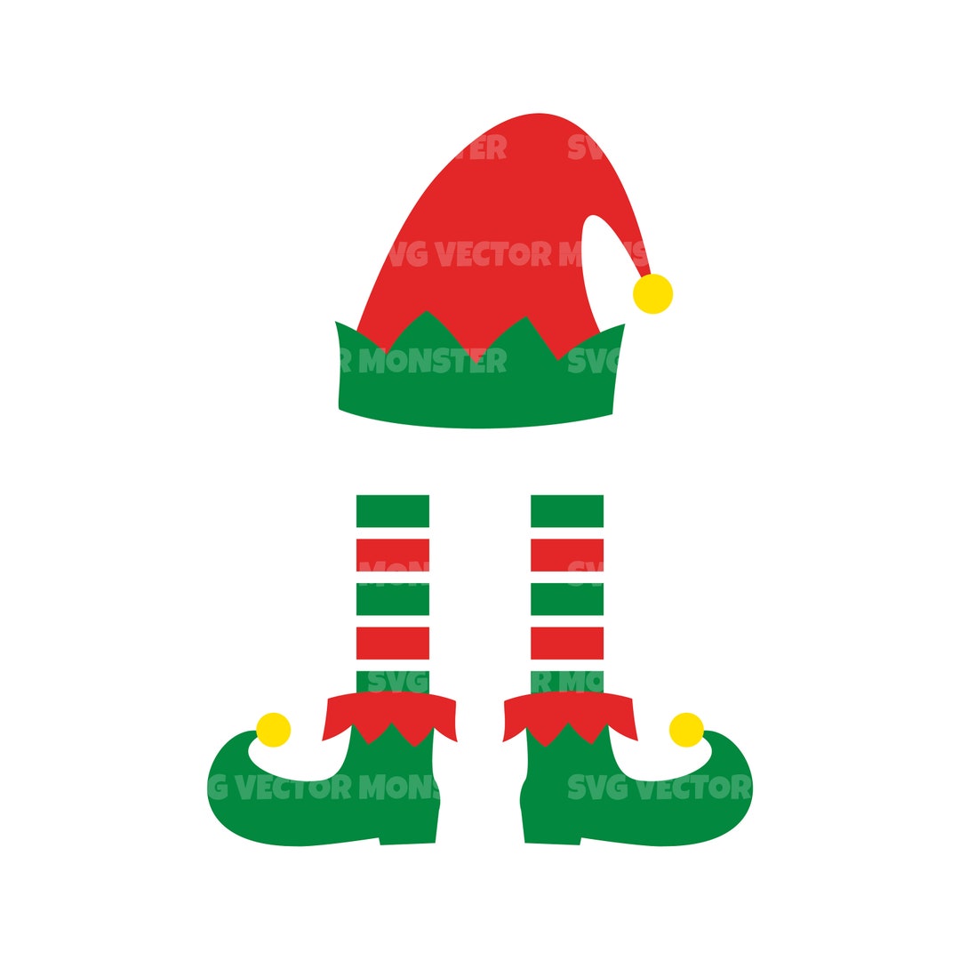 Elf Hat and Boots Svg, Christmas Santa's Helper Elf. Vector Cut File