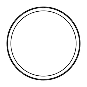 Pode incluir: Um design minimalista com um círculo preto de linha dupla sobre um fundo branco. Os círculos concêntricos criam uma estética limpa e moderna, adequada para várias aplicações de design.