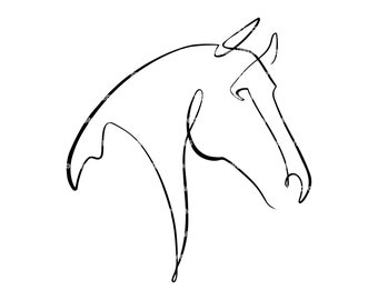Line art Horse Head Svg, One line Horse Svg, Continuous Line Horse Drawing. Vector Cut file for Cricut, Silhouette, Pdf Png Eps Dxf.