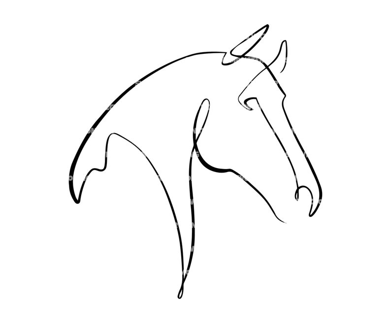 Dessin au trait tête de cheval Svg, une ligne cheval Svg, dessin de