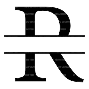 Großbuchstaben R Buchstabe Split Monogramm SVG, Alphabet Split Namen Rahmen, Split Schrift Monogramm. Vektor Cut Datei Cricut, Silhouette, Pdf Png Eps Dxf.