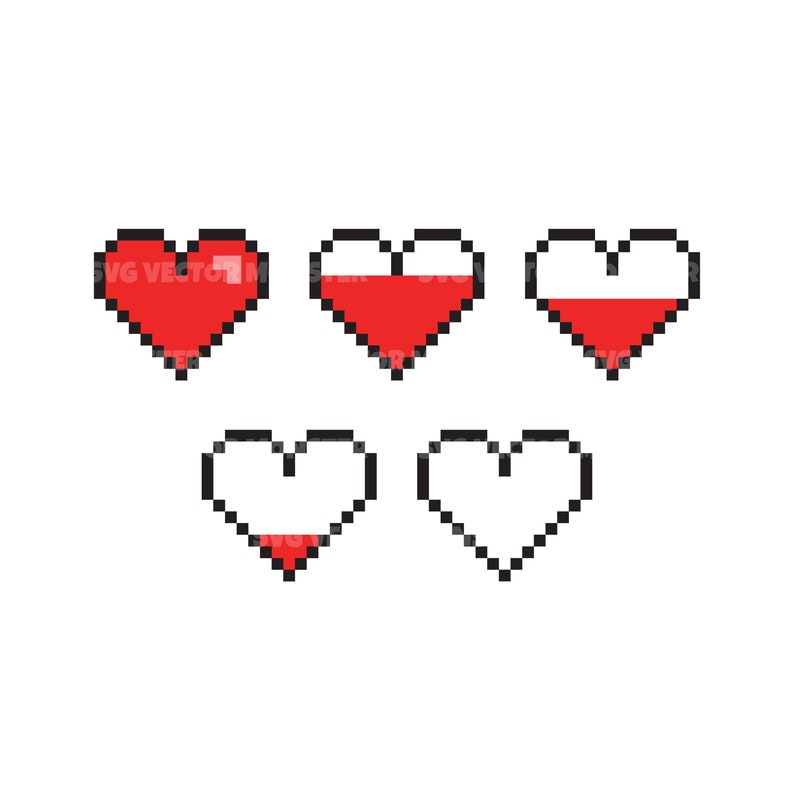 Download Pixel Art Hearts Svg Life Bar Svg 8 Bit Svg Vector Cut File Etsy