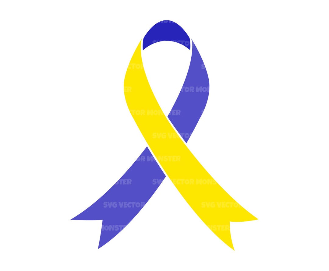 Yellow Blue Ribbon Svg. Down Syndrome Awareness. Vector Cut File for ...