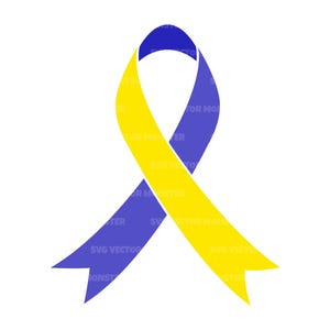 Gelb Blau Band svg. Down-syndrom-bewusstsein. Vektor-Schnittdatei für Cricut, Silhouette, Pdf Png Dxf.