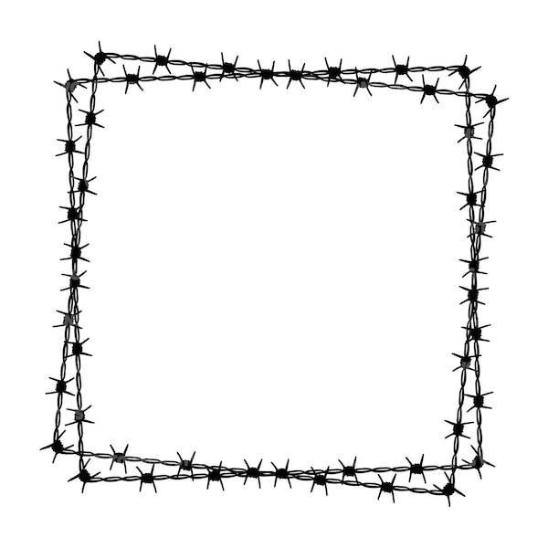 Barbed Wire Double Square Frame Svg, Barb Wire Wreath Svg, Fence Svg. Vector Cut file Cricut, Silhouette, Pdf Png Dxf, Decal, Sticker