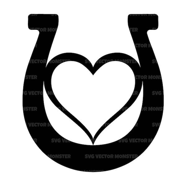 Horseshoe Svg, Heart Svg, Horse shoe Svg, Horse Love Svg. Vector Cut file for Cricut, Silhouette, Pdf Png Eps Dxf, Decal, Sticker, Stencil.