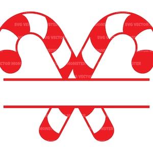 Candy Cane Monogram Svg, Christmas Candy Svg, Holiday Candy Svg. Vector Cut file Cricut, Silhouette, Pdf Png Dxf, Decal, Sticker, Vinyl.