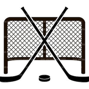 Crossed Hockey Sticks and Puck Svg, Hockey Png, Hockey Goal. Vector Cut file Cricut, Silhouette, Pdf Png Dxf, Decal, Sticker, Vinyl.