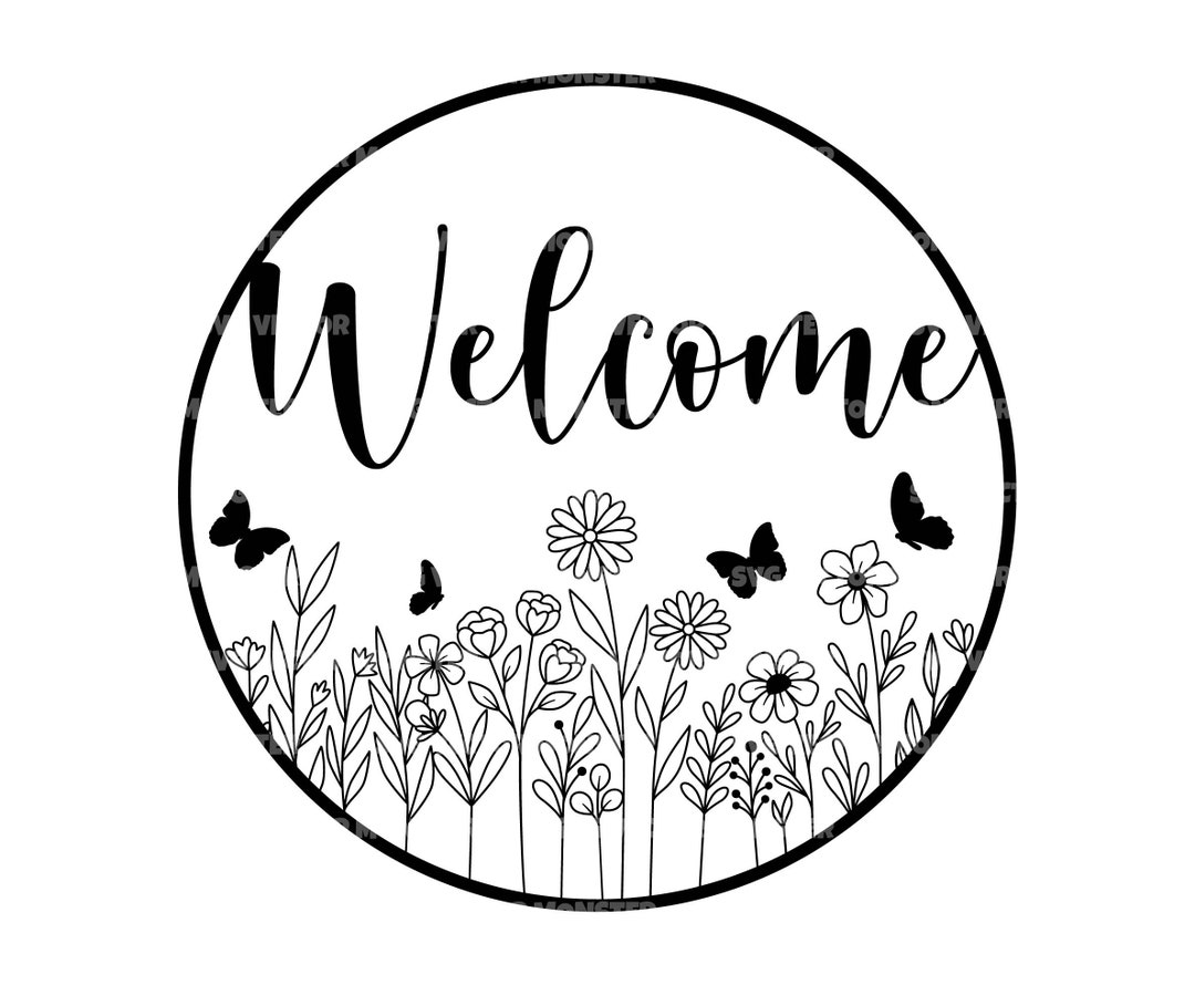 Spring Welcom Back Floral Welcome Sign Svg, Spring Welcom Sign Png, New Home Doormat Sign ...