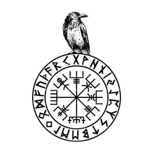 Vegvisir Svg, Viking Compass Svg, Ravens Hugin and Munin, Viking Runes, Valhalla, Nordic. Vector Cut file Cricut, Silhouette, Pdf Png Dxf.