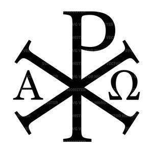 Chi Rho Schmuck, Alpha Omega Schmuck, Christliches Symbol, Jesus, katholisch, gesegnet. Vektorschnittdatei Silhouette, Cricut, Pdf Png Dxf, Schablone.