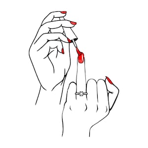Wedding Finger Svg, Nail Polish, Engagement Ring Svg, Diamond Ring, Bride T-shirt. Wektorowy plik do cięcia dla Cricut, Silhouette, Pdf Png Eps Dxf.