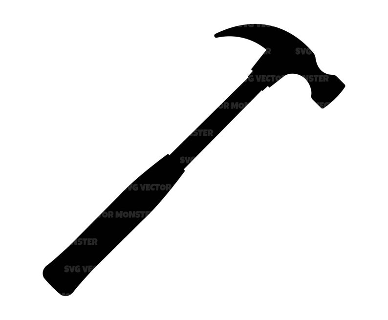 May include: A black silhouette of a hammer with a wooden handle.