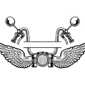 Guidon de moto Svg, Wings Svg, monogramme PNG de moto, Svg de moto, Chopper. Fichier de coupe vectorielle Cricut, Silhouette, Pdf Png Dxf.