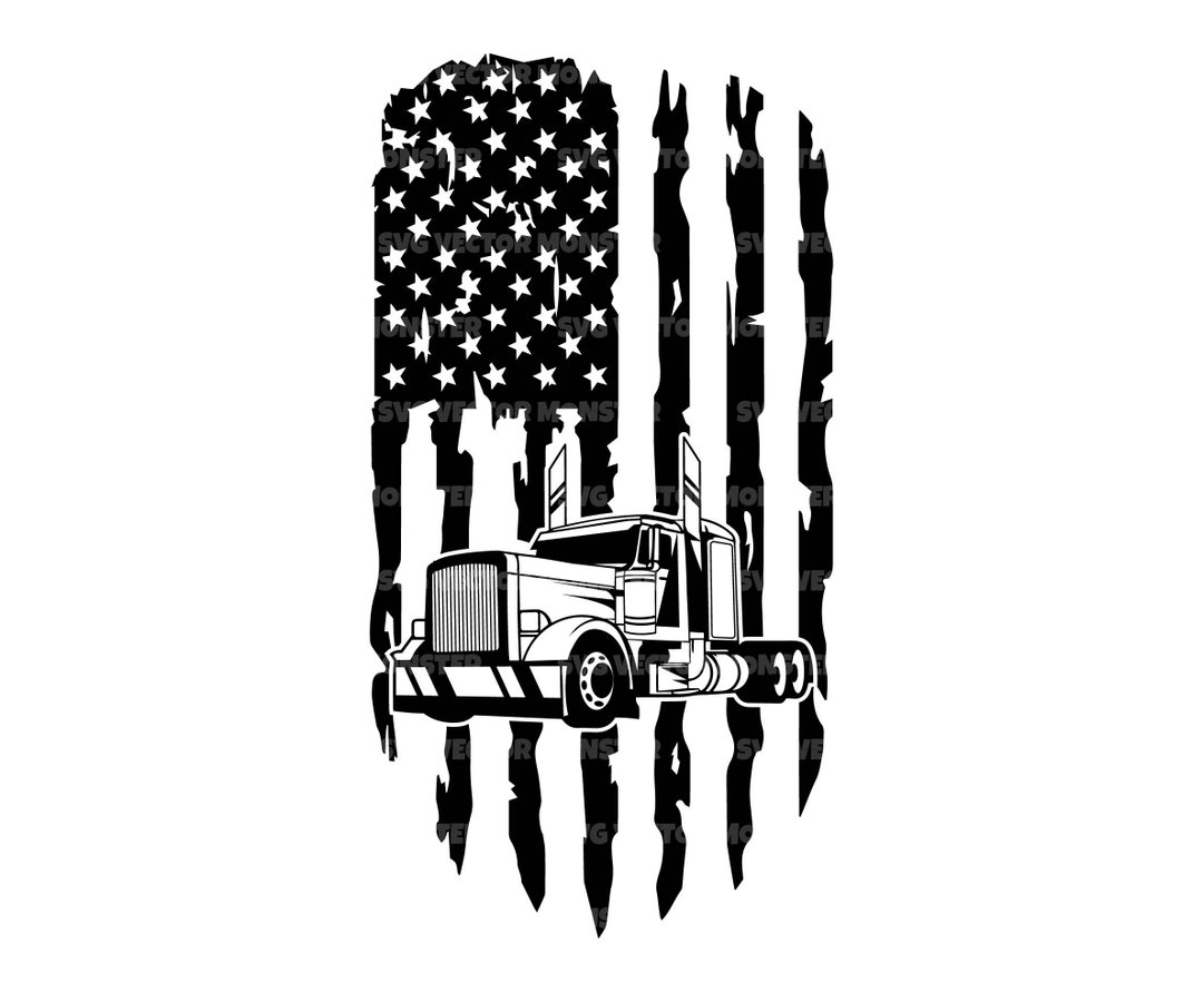 Big Truck Svg Distressed American Flag Svg Semi Truck - Etsy