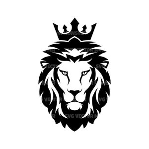 Lion couronné Svg. Fichier vectoriel coupé pour Cricut, Silhouette, Pdf Png Eps Dxf, Décalque, Autocollant, Vinyle, Pin